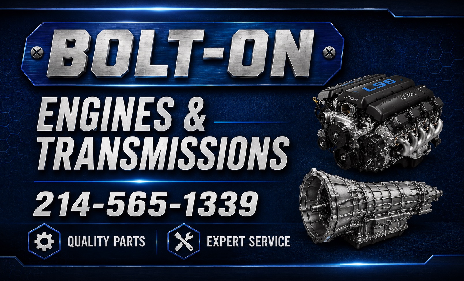 Bolt On engines and transmissions service graphic
